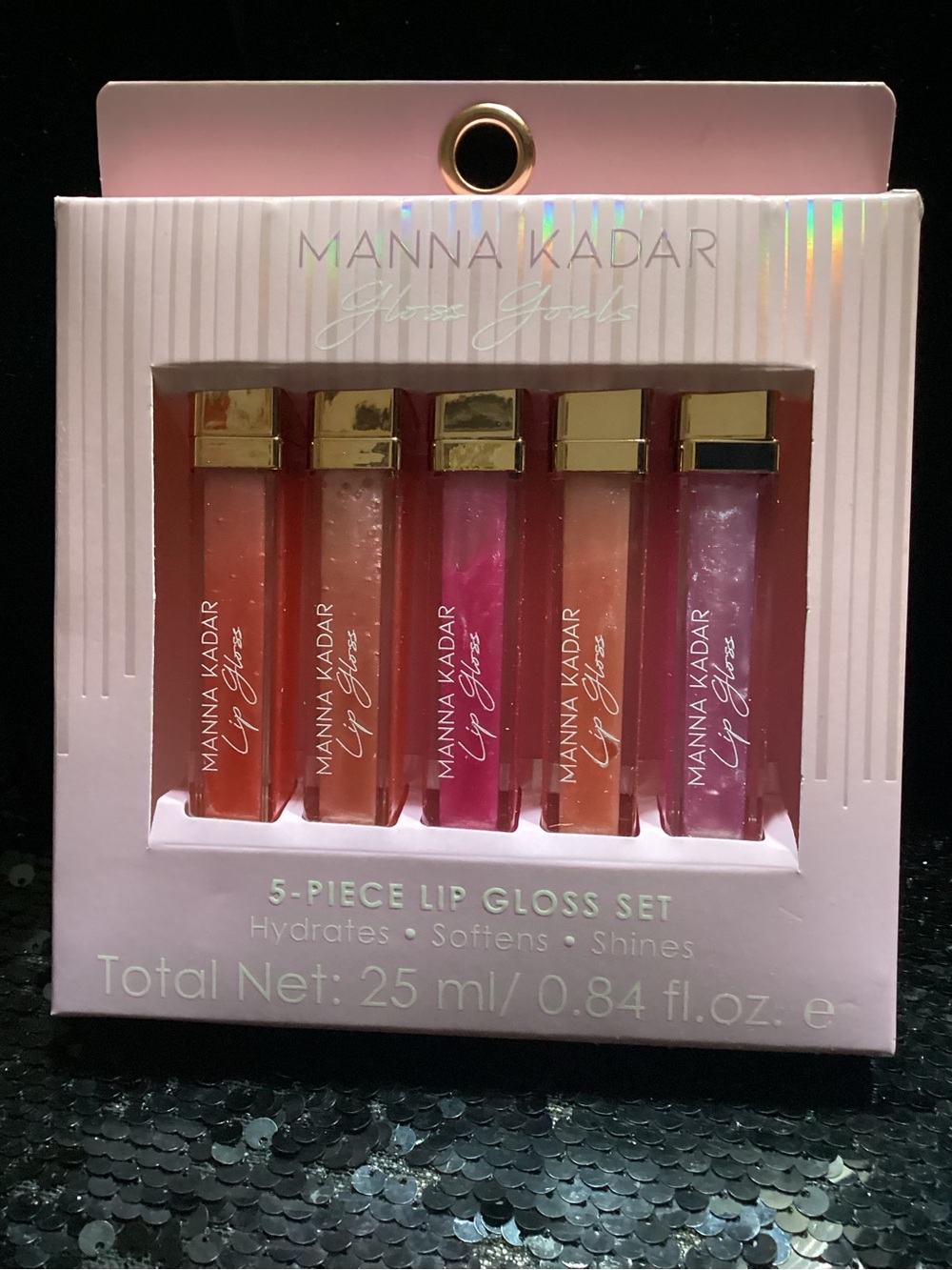 Manna Kadar 5-Piece Lip Gloss Set — Coral, Peach & Pink Mix